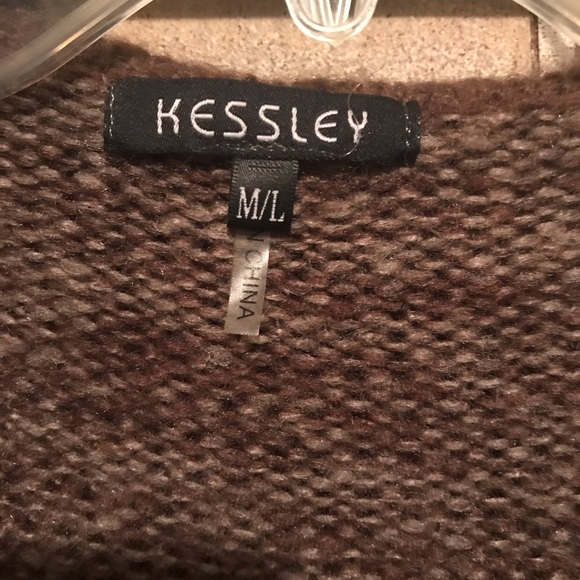 Long Sweater Cover-up Faux Fur Leather &  beads - Picture 10 of 14